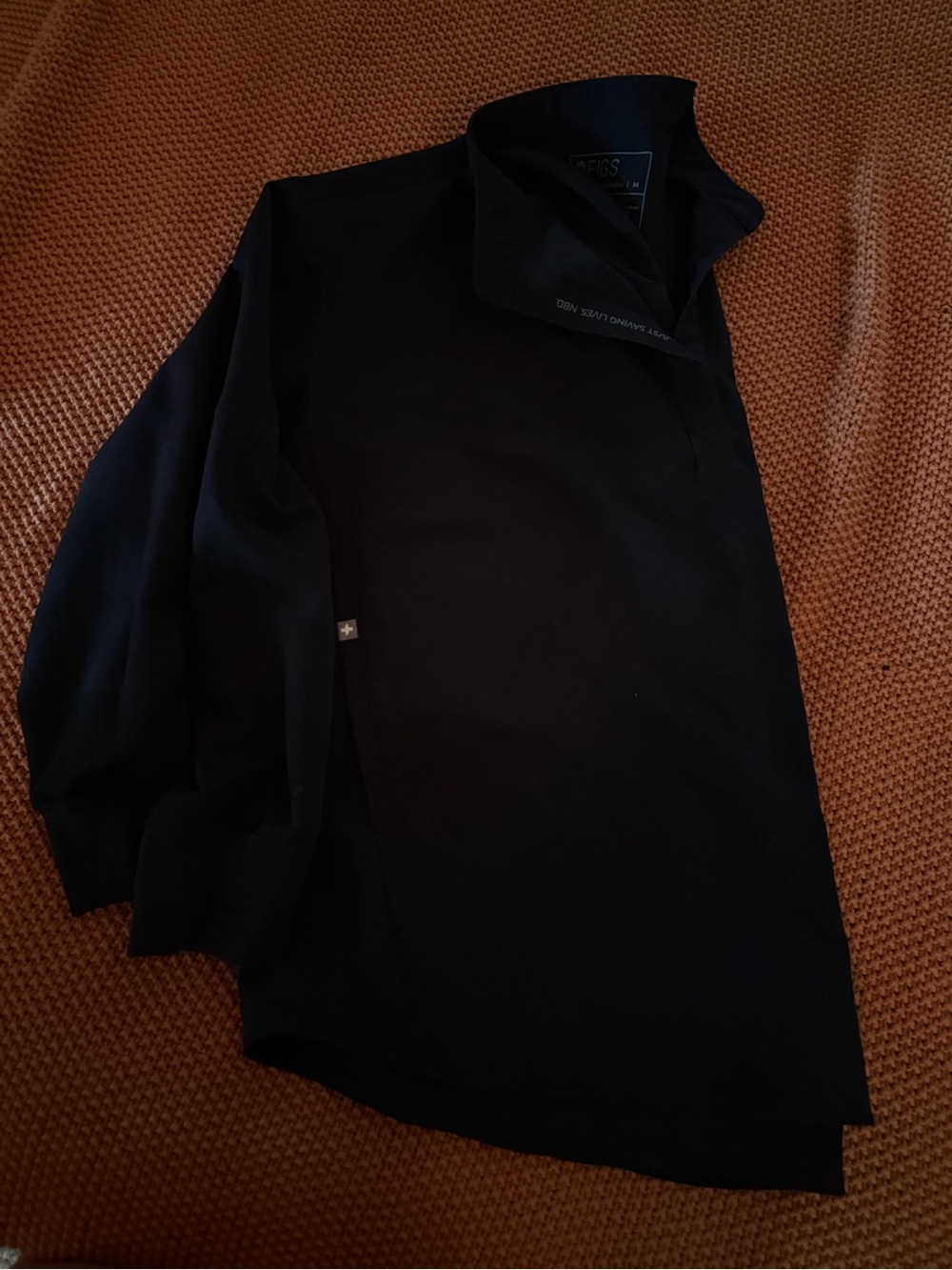 Figs Black Long-Sleeve Scrub Top